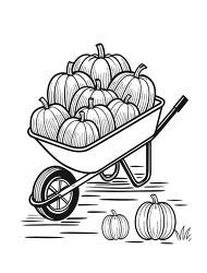 wheelbarrow full of pumpkins coloring page