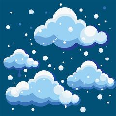 Whimsical Clouds and Snowflakes Illustration