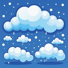 Whimsical Clouds with Snowflakes