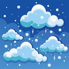 Whimsical Winter Clouds with Snowflakes