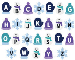 Winter Alphabet With Mittens Snowmen Hats