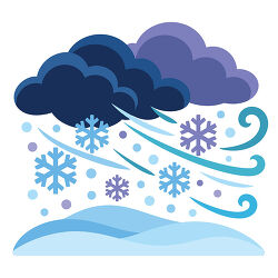 Winter Blizzard Storm With Snowflakes And Wind