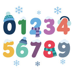 Winter Numbers With Snowflakes
