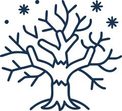 winter tree solid line icon