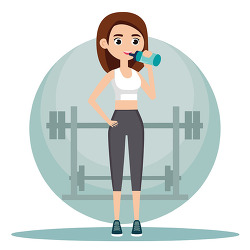 Woman Drinking Water at Gym