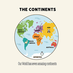 world continents map for kids learning geography