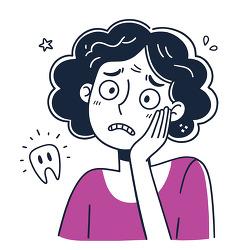 Worried Woman With Tooth Pain Cartoon