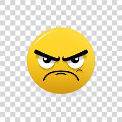 Yellow Emoticon With a Frown and Angry Expression