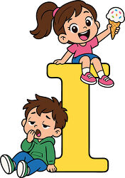Yellow Letter I Girl With Ice Cream