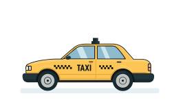 Yellow taxi car side view