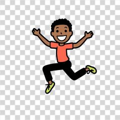 Young Black Child Joyfully Jumping in Sporty Outfit