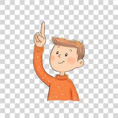 Young Boy With a Raised Finger Expressing an Idea