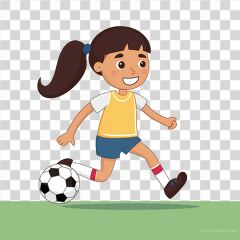 Young Girl Playing Soccer on a Sunny Day