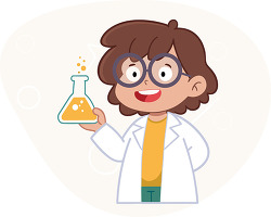Young girl scientist holding lab flask
