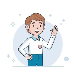 young man waving hand greeting