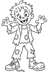 Zombie Boy Reaching Hands Coloring Page