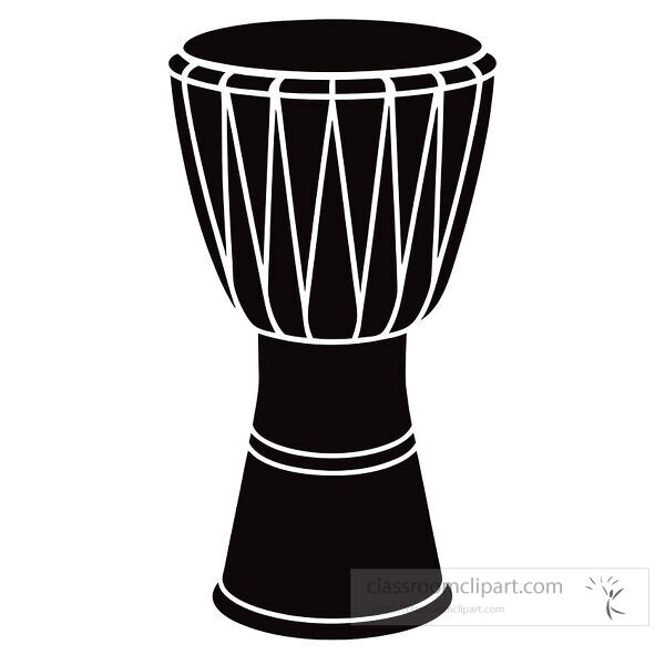 A striking silhouette of a djembe drum on a clean white backdrop