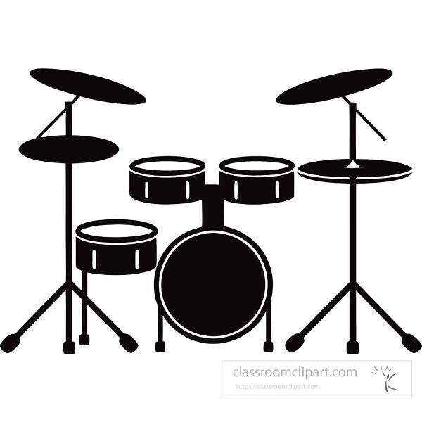 Silhouette of an electric drum set displayed on a white background