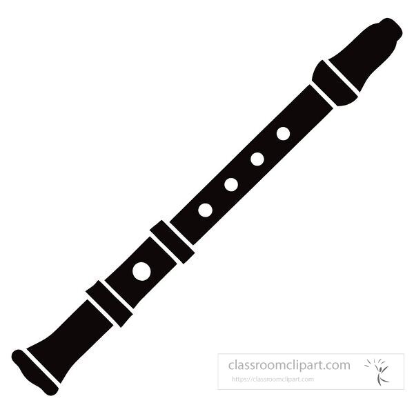  Flute silhouette appears prominently on a white background