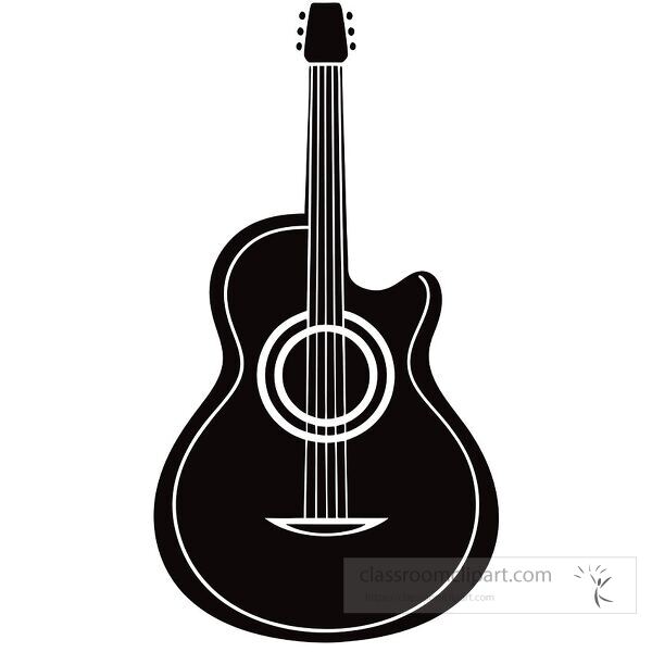 A striking silhouette features a curved bell guitar design