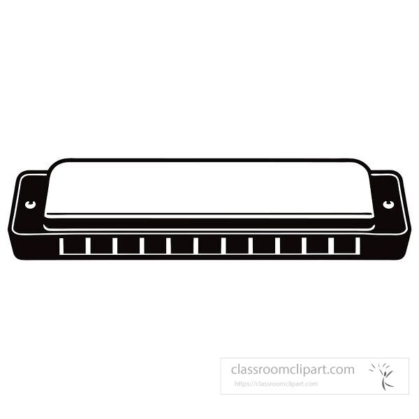  Feature of a harmonica silhouette showcased on a white background