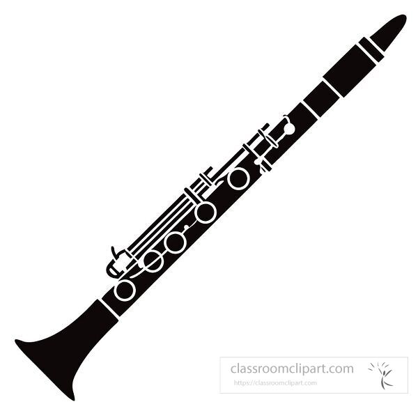 Simple black oboe silhouette displayed against a clean white background