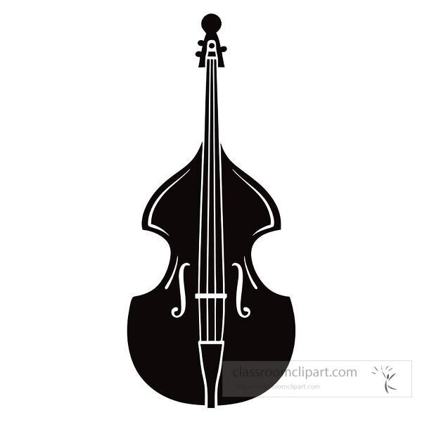  Artistic representation of a double bass silhouette on white