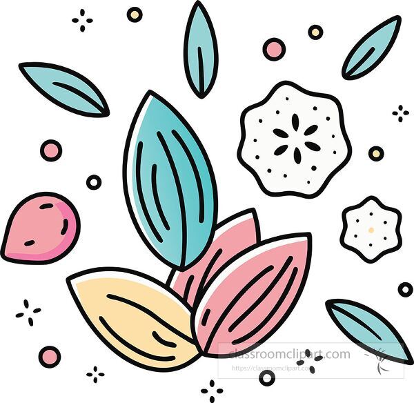 almonds and nuts Whimsy Pastel Doodle clip art