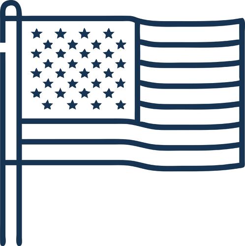 american flag simple line icon