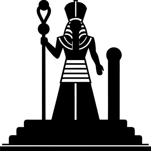 Silhouette of Ancient Egyptian Pharaoh With Royal Staff