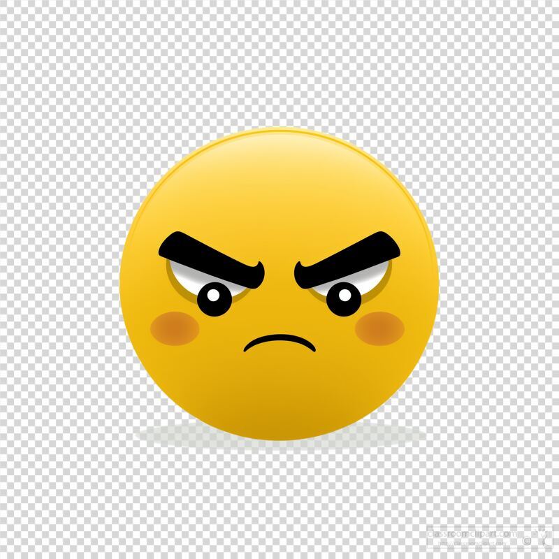 Angry Yellow Emoji With Furrowed Brows and Frown