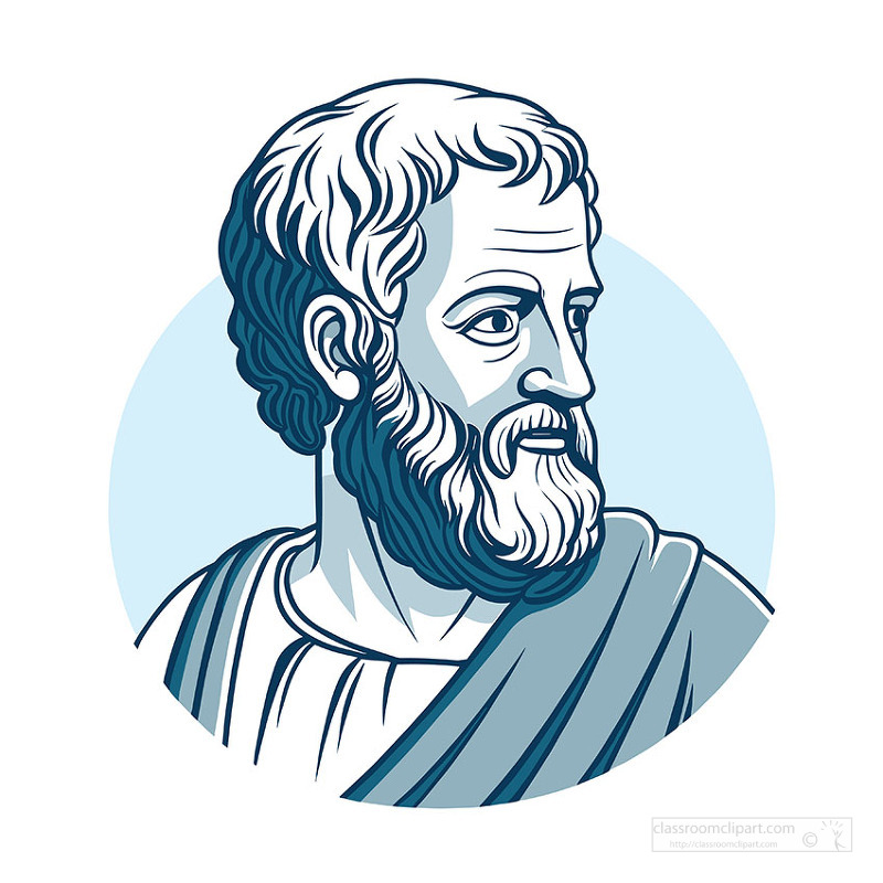 Portrait of Aristotle ancient Greek philosopher with detailed beard and classical robe