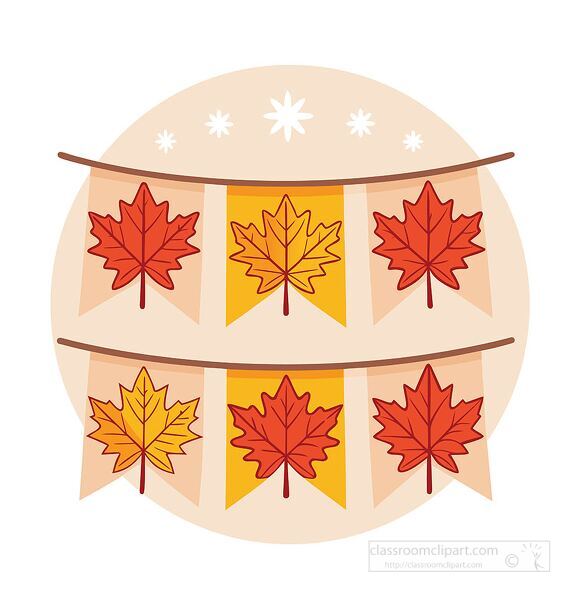 Decorative fall banner vector illustration with red and yellow maple leaves perfect for autumn crafts classroom projects and seasonal design