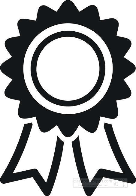 Minimal black outline award ribbon icon with a blank center for certificates labels and achievement themes