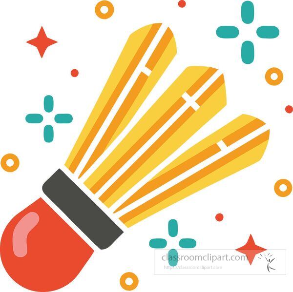 Minimalist depiction of a bright playful badminton shuttlecock Clip Art