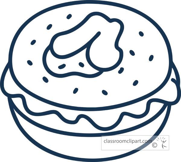 Simple line icon depicting a bagel topped with cream cheese