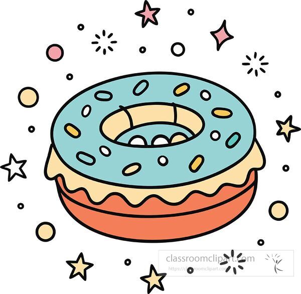 bagel with cream cheese colorful playful icon clip art