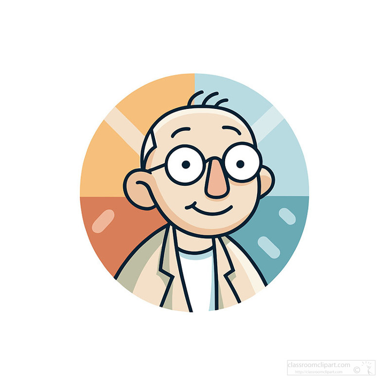 Smiling bald man avatar in flat cartoon style