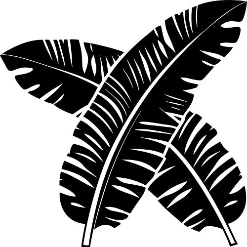 Dark silhouette of banana leaves forming a pattern