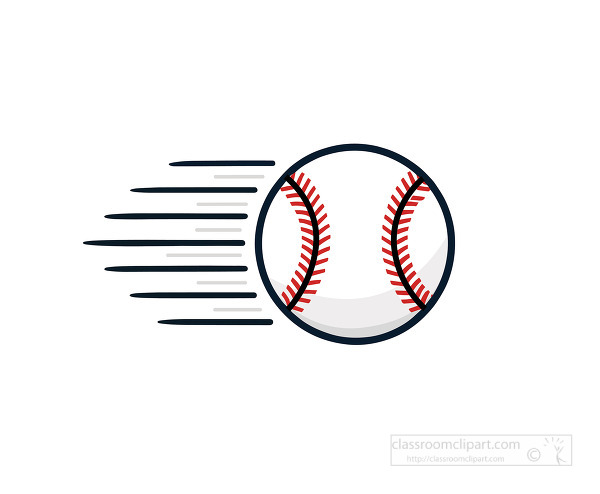 baseball illustrated with trailing motion lines showing fast movement and energetic action