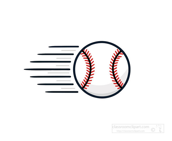 baseball illustrated with trailing motion lines showing fast movement and energetic action
