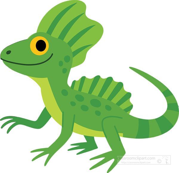 Cartoon style basilisk lizard illustration with crest flat design