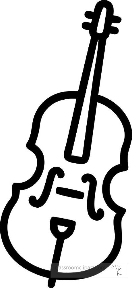 A simple black outline drawing of a violin is displayed The design focuses on the instruments elegant shape and features showcasing its artistry without color