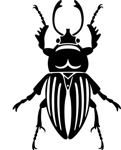 Detailed silhouette of a beetle