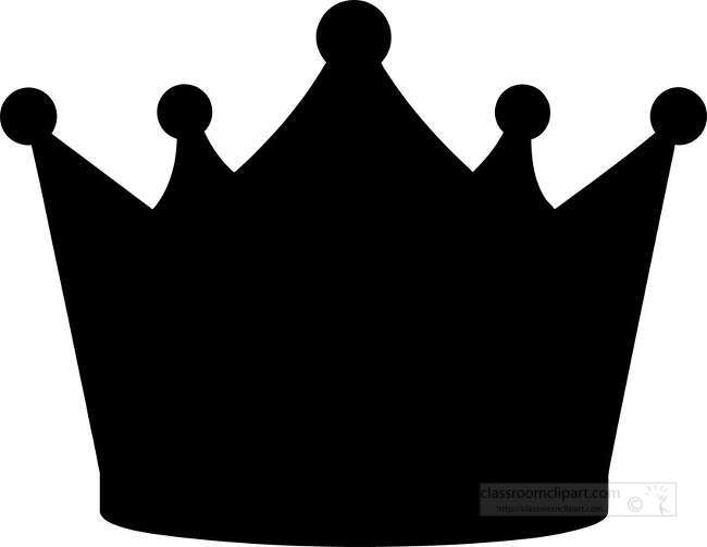 Solid black crown silhouette with five rounded points in a simple bold shape for royal themed designs