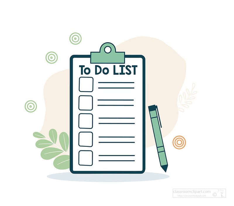 Minimal to do list template on clipboard ready for daily task planning