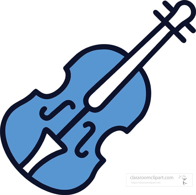 A detailed illustration of a blue violin highlighting its elegant curves and design This visual representation captures the beauty of string instruments and their artistry