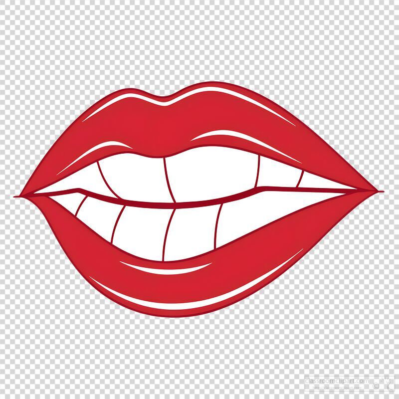 Bright red lips are playfully curled, showcasing sparkling white teeth with a touch of charm. This artistic logo symbolizes beauty and confidence in a captivating way.