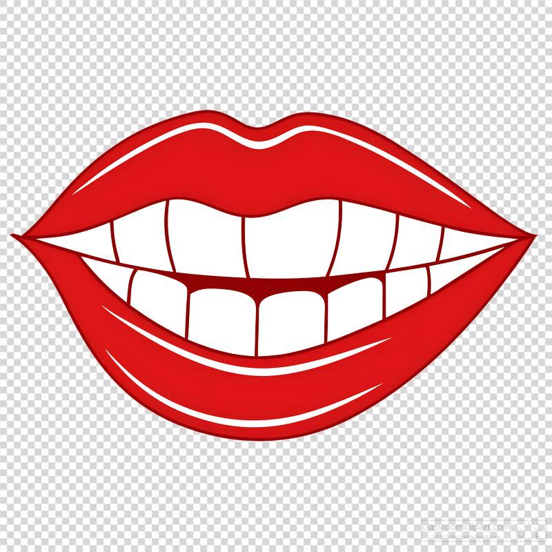 Bold Red Lips With Glossy White Teeth Design Concept