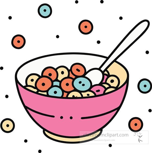 bowl of cereal Whimsy Pastel Doodle clip art